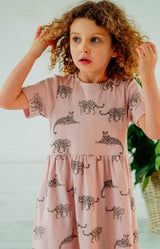 Organic Cotton Girls Dress in Salmon Pink
