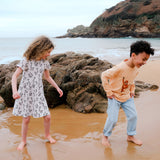 Organic Cotton Girl Dress and Light Orange Unisex Sweatshirt