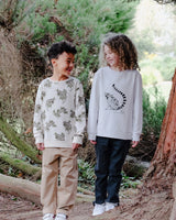 Unisex Organic Cotton Sweatshirt in Black and White Lemur and Iguana Prints