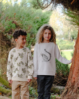 Unisex Organic Cotton Sweatshirt in Black and White Lemur and Iguana Prints