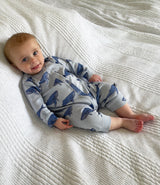 Organic Cotton Baby Bodysuit in Blue Whale Print