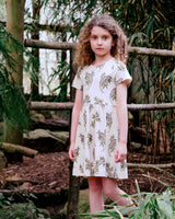 Organic Cotton Girls Dress with Iguana Animal Print