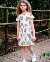 Organic Cotton Girls Dress with Iguana Animal Print
