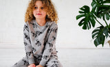 grey unisex organic cotton kid's outfit with elephant animal print