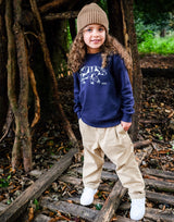 navy blue organic cotton unisex sweatshirt with polar bear design