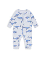 Flatlay of Animal Print Organic Cotton Sleepsuit in Blue