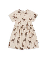 Flatlay of Animal Print Organic Cotton Dress in Beige