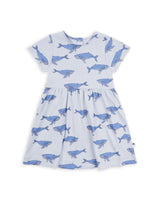 Flatlay of Animal Print Organic Cotton Dress in Blue