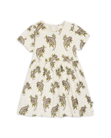 Flatlay of Animal Print Organic Cotton Dress in Khaki