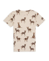 Flatlay of Animal Print Organic Cotton T Shirt in Beige