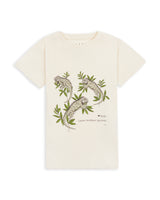Flatlay of Unisex Animal Print Organic Cotton T Shirt in Khaki