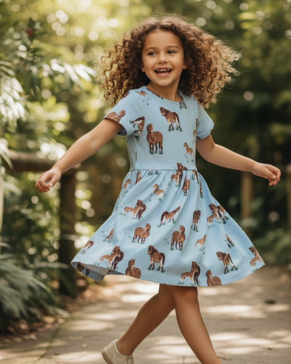 Organic Cotton Dress Exmoor Ponies