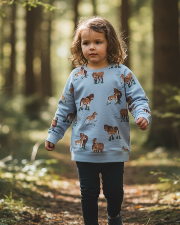 Children's Organic Cotton Sweatshirt Exmoor Ponies