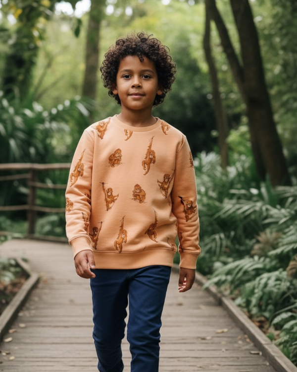 Children's Organic Cotton Sweatshirt Orangutan AOP