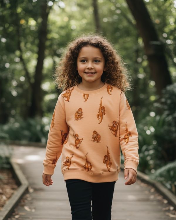 Children's Organic Cotton Sweatshirt Orangutan AOP