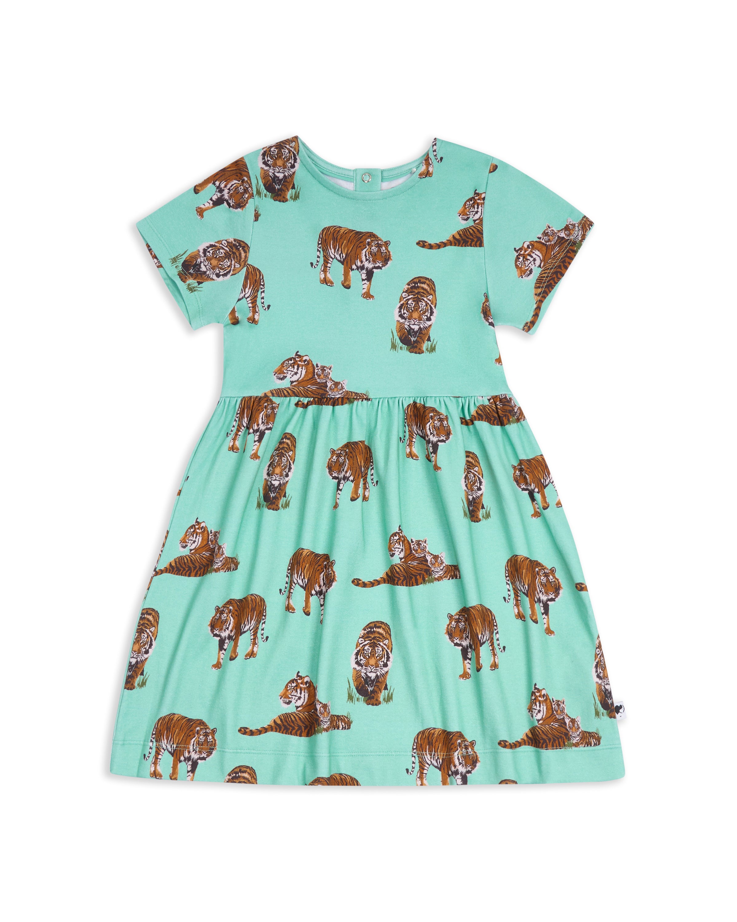 Tiger Printed Blended Stuff Summer Dress For Baby Girl main image 0