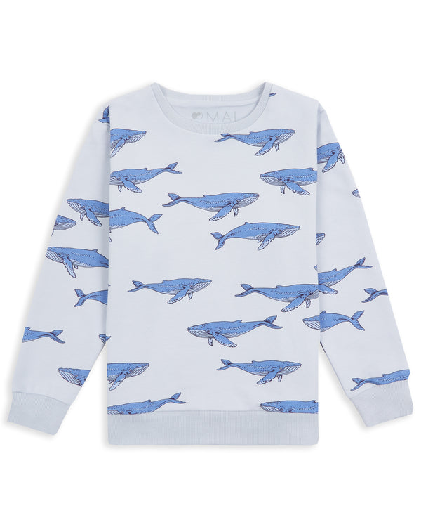 Children's Organic Cotton Sweatshirt Blue Whale