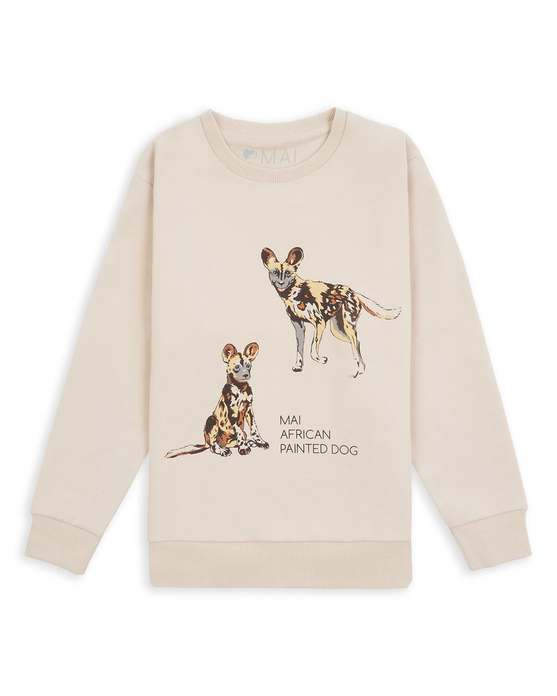 Children's Organic Cotton Sweatshirt African Painted Dog